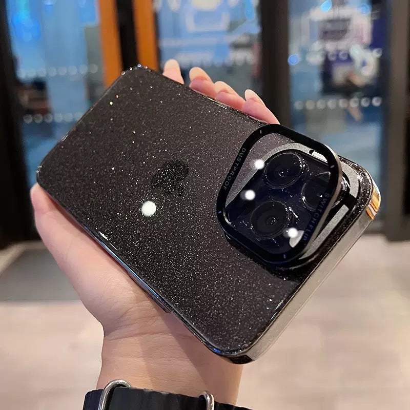 Til iPhone 12/12 Pro Glitter Hard PC-telefontaske med kamerabeskyttelsescover Kickstand Til iPhone 12/12 Pro Glitter Hard PC-telefontaske med kamerabeskyttelsescover Kickstand